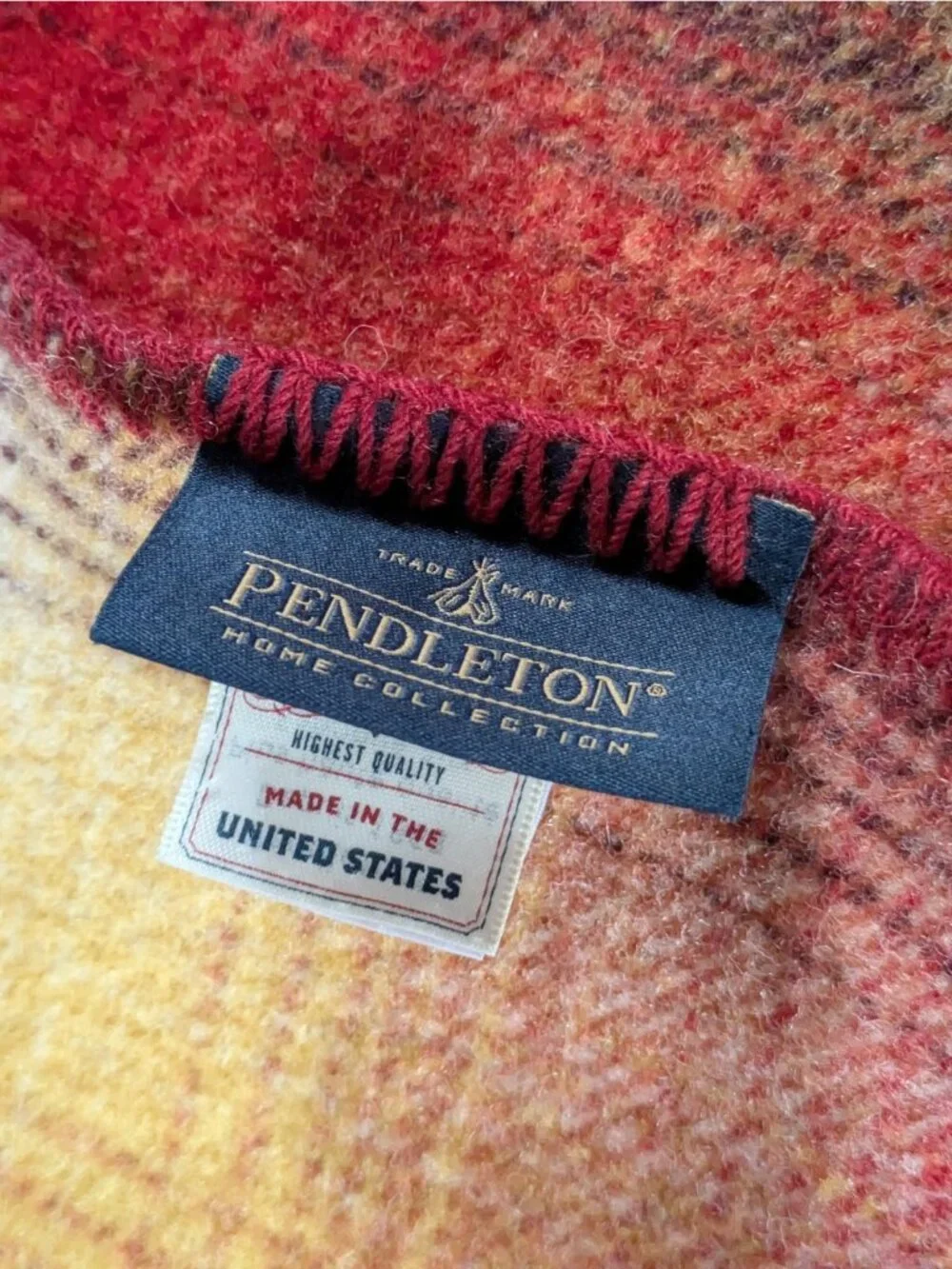 Pendleton Home Collection Warm Autumn Color Ombre Wool Plaid Blanket Throw 72x78